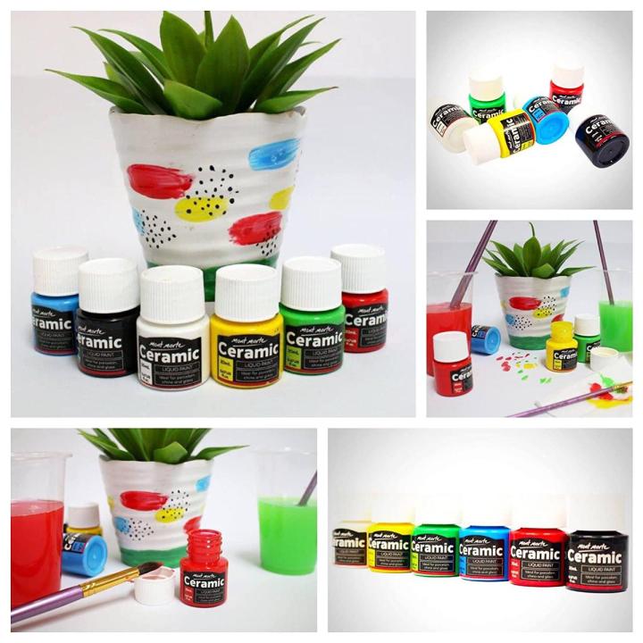 Mont Marte Ceramic & Porcelain Paint Set - 6 Pieces x 20ml - Water ...