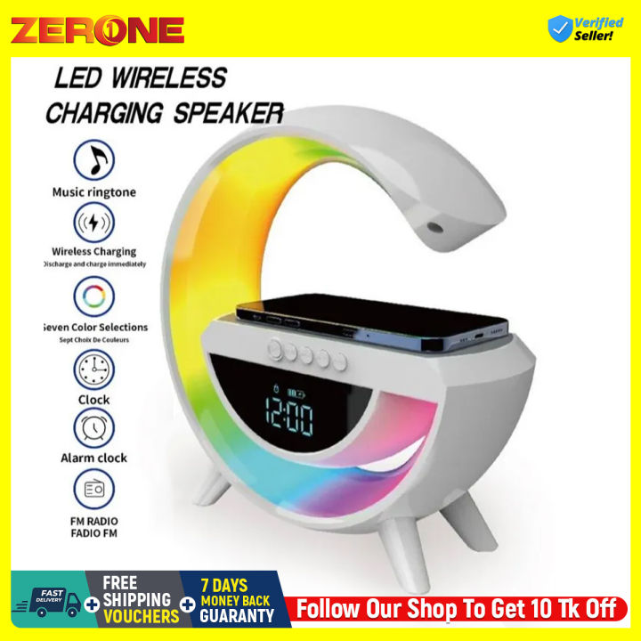 HM-2307 ALL in 1 bluetooth speaker wireless charger bluetooth speaker LED atmosphere RGB wireless charging alarm clock desk lamp