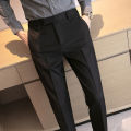 British Yupi Men's Suit Pants Men's Coffee Color High-Grade Pu Handsome Formal Wear Business Suit Pants Casual Tappered Draped Pants.
