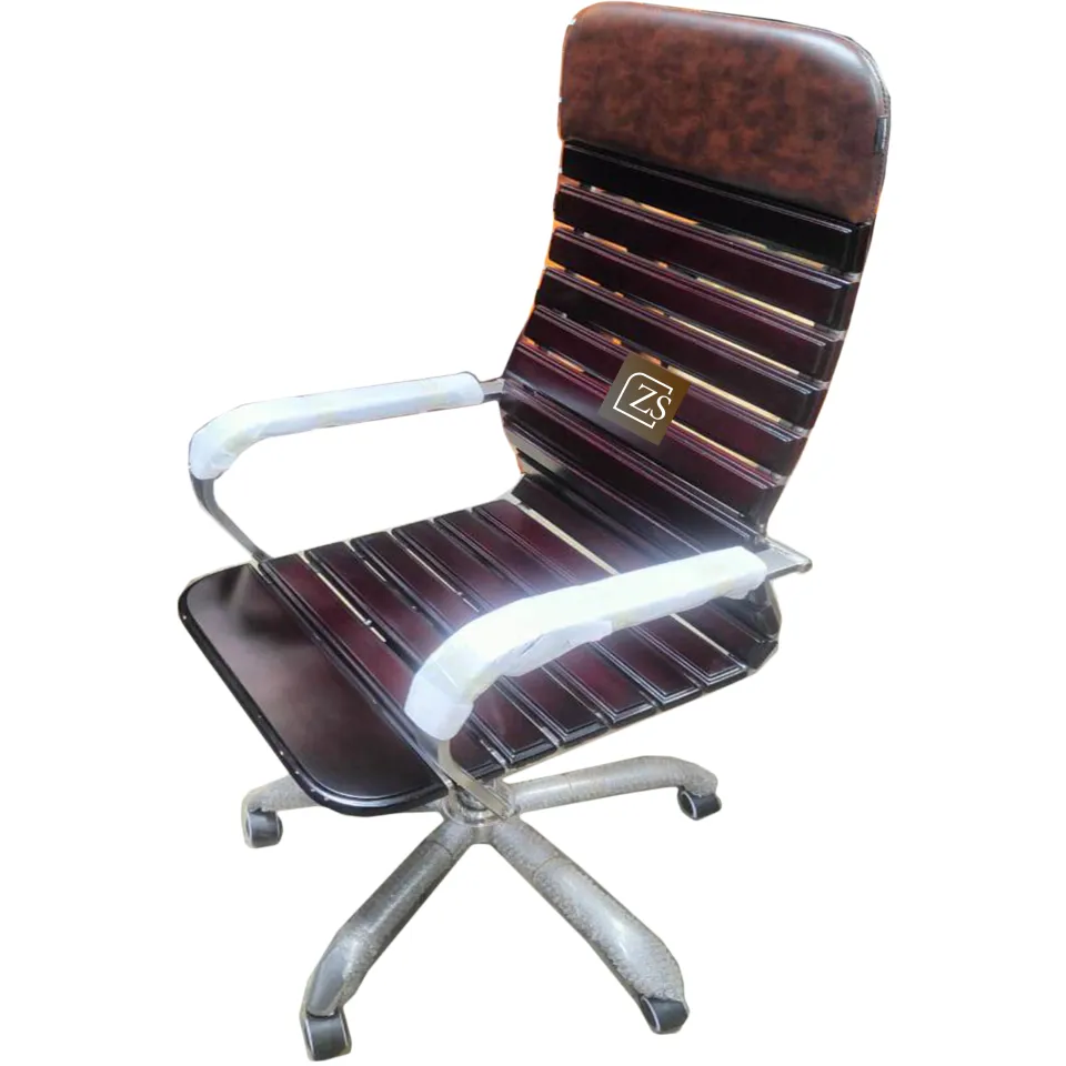 Boss Chair Wood Fabric Mid Back Wooden Big Boss Chair, Fixed Arm