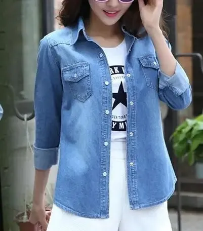 Women%20Solid%20Shirt%20Blue%20Cotton%20Blusas%20Female%20Tops%20Korean%20Casual%20Long%20Sleeve%20Pocket%20Women's%20Denim%20Shirt%20Camisa%20Jeans%20Feminina%20C323%20-%20Image%207