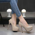 Autumn Round Headed Waterproof Platform Women's Shoes Super Hentian High Thin Heels Gold Pink Shining Sexy 913-63.
