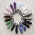 Fashion good quality mix natural stone pillar charm pendants 10x32mm for jewelry making 20pcs/lot wholesale.