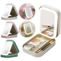 Fashionable Makeup Bag with LED Light Mirror Spacious LED Lighted Mirror-equipped Mirror Cosmetic Case Compact Makeup Bag for. 