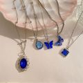 5Pcs Crystal Butterfly Heart Shape Chokers & Water Drop Pendant Necklaces Set for Women and Girls - Trendy Geometric Jewelry. 