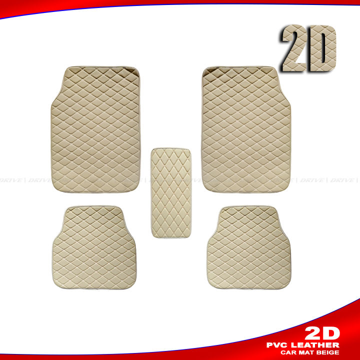 Indulge Durablity - Exceotional Quality - PVC Leather 2D Car Mat - Being and Beige Embroidery - Sustainable Option - Exclusive Experience