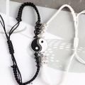 Woven Rope Bracelet Yin Yang Beads Adjustable Couple Pairing Friendship Gift.