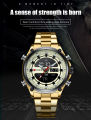 CURREN 8404 Top Luxury Brand Mens Watches Waterproof LED Quartz Digital Sport Fashion Men Wrist Watch - Gold. 