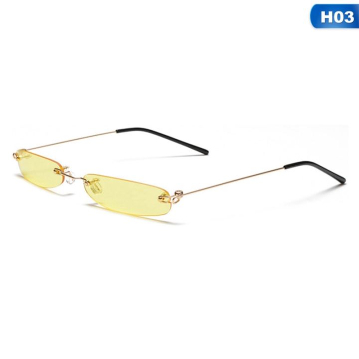 beauty code store】Orange Rimless Rectangle Sunglasses Men Women
