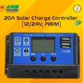 20A PWM Solar Charge Controller 12V 24V Solar Panel Lcd Display Digital PWM Charge Controller 20A Charging And Output - Solar Panel.