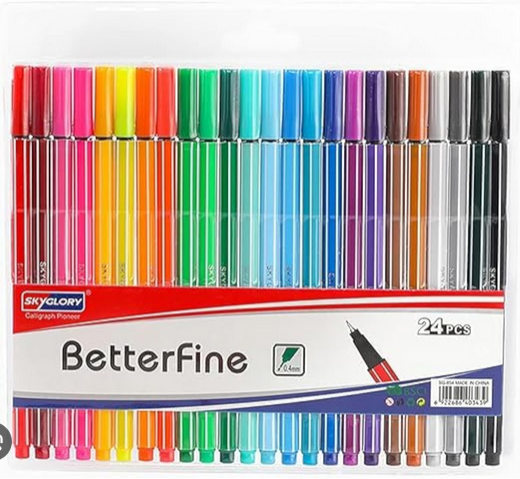 24 Colors Fineliner Pens 0.4mm Fine Tip Marker Drawing Color Pens Set Art Office School Supplies for Journaling Planner Writing Note Taking Painting Coloring Sketch