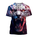 Fashion Cool Animal Tiger Graphic T-shirts For Men Summer Personality Trend Casual Street Style Printed O-neck Short Sleeve Tops. 