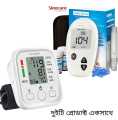 Fully Automatic Upper arm Digital Blood Pressure Monitor with SafeAccu Glucometer Machine with 10 Test Strips (Combo Pack).