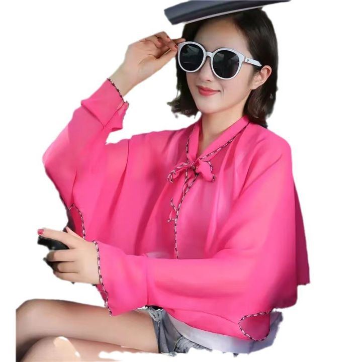 Women's%20summer%20cape%20shawl%20solid%20color%20chiffon%20ruffle%20black%20and%20white%20thread%20shawl%20sun%20protective%20clothing%20-%20Image%205