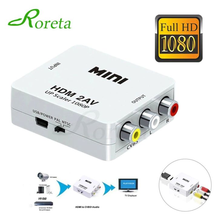 Hi%20Speed%20%201080P%20HDMI%20To%20AV%20CVSB%20L/R%20RCA%20Converter%20HDMI2AV%20Adapter%20Support%20NTSC%20PAL%20Output%20Standard%20HDMI%20Interface%20HD%20Video%20Box%20-%20Cable%20Protector%20-%20Image%202