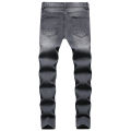 Men Casual Jeans, Solid Color Long Trousers with Broken Holes, S/ M/ L/ XL/ XXL/ XXXL.
