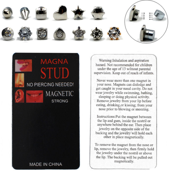 No hole nose stud, non perforated magnetic magnet lip stud, small ear stud, small size ear bone stud, cross-border card packaging