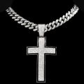 Punk Luxury Rhinestone Big Cross Pendant Cuban Necklace For Women Hip Hop Iced Out Cuban Link Chain Necklace Rapper Men Jewelry.