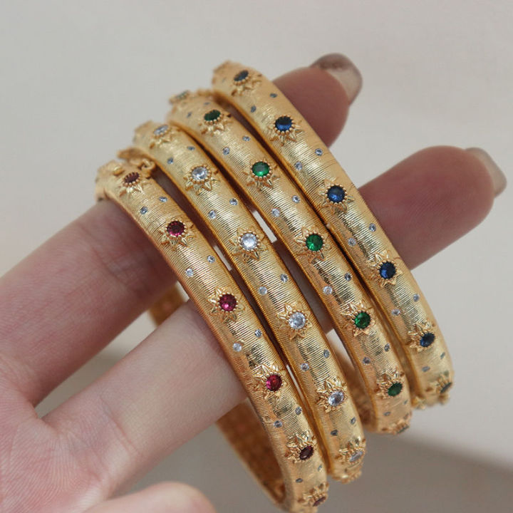 Italy court brushed bracelet women's light luxury elegant set green stone vintage opening bracelet women's light luxury