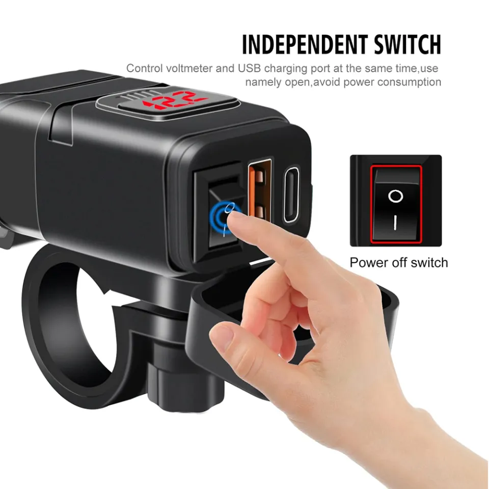 SL Motorcycle Phone Charger Dual USB Type C QC USB Charger