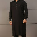 Stylish Black Cotton Kabli Suit Set for Men. 