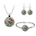 【Must-Have Gadgets】 Van Gogh Painting Jewelry Sets The Starry Night Dome Earrings Necklace Bracelets For Women Vintage Jewellery. 