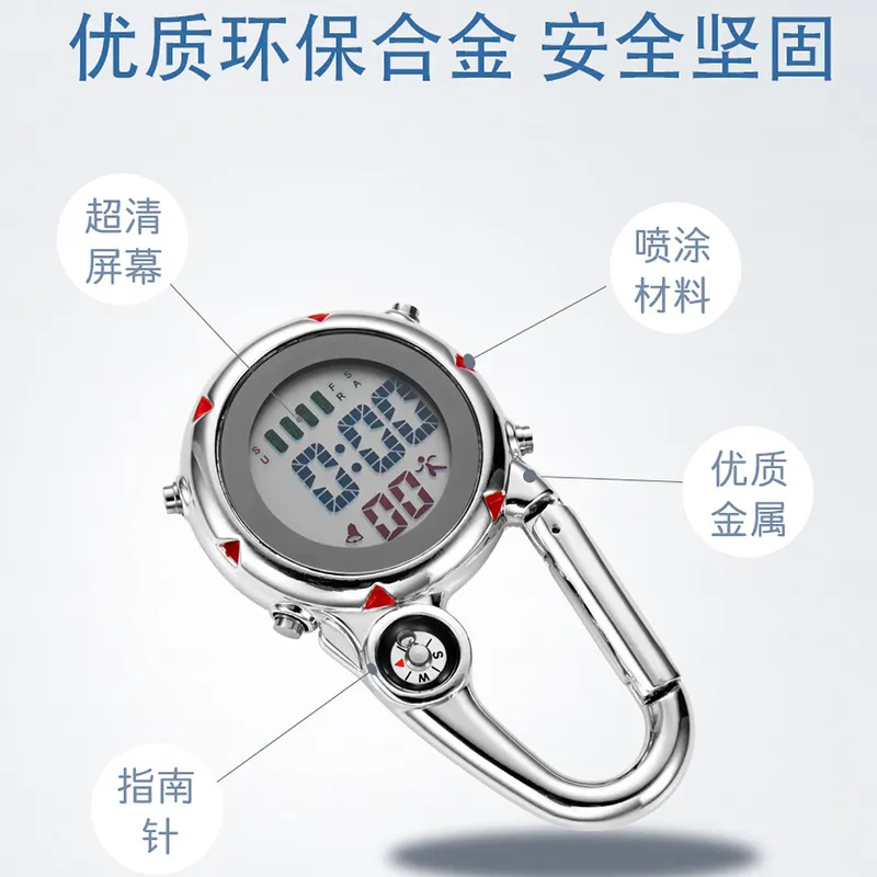 Digital display carabiner watch, luminous multi-function