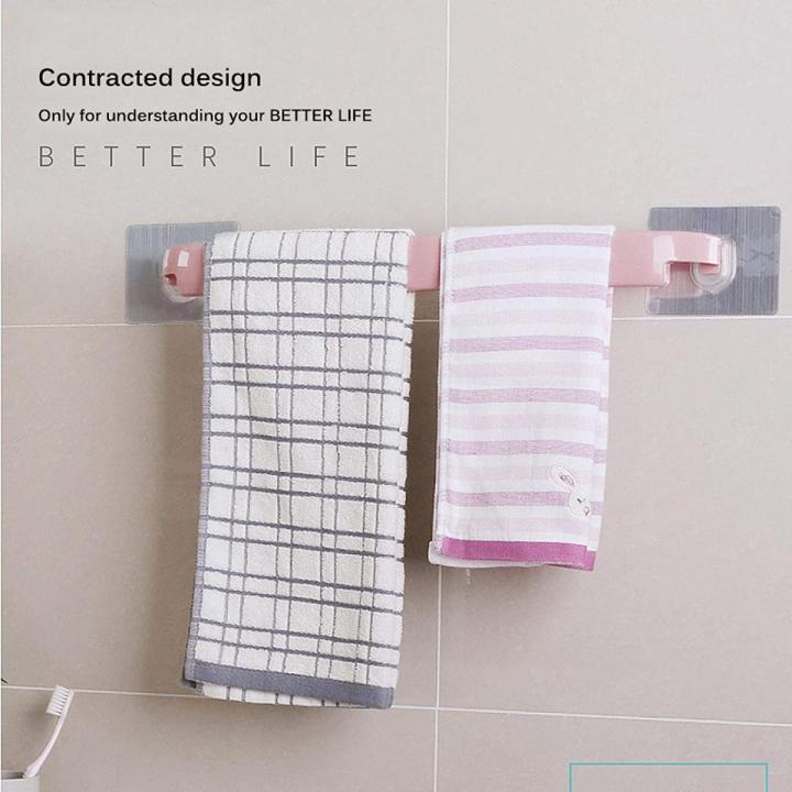 Wall Mounted Towel Rail Rack - Self-Adhesive, Punch-Free Plastic Towel Holder for Bathroom and Kitchen - Ideal Storage Solution