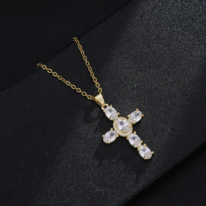 European%20and%20American%20Fashion%20Cross%20Pendant%20Necklace%20Women's%20All-Match%20Copper%20Plated%20Real%20Gold%20Inlaid%20Zircon%20Couple%20Sweater%20Chain%20Accessories%20-%20Image%208