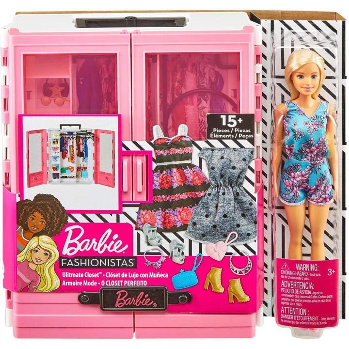 ​Barbie Fashionistas Ultimate Closet Portable Fashion Toy with Doll, Clothing, Accessories and Hangars