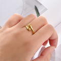 Fashion Non Tarnish Silver 18K Gold Plated Stainless Steel Women Adjustable Hand Hug Finger Rings Jewelry.