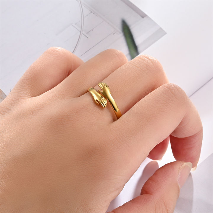 Fashion%20Non%20Tarnish%20Silver%2018K%20Gold%20Plated%20Stainless%20Steel%20Women%20Adjustable%20Hand%20Hug%20Finger%20Rings%20Jewelry%20-%20Image%205
