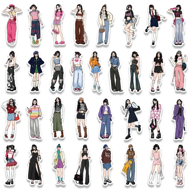 10/30/65pcs%20New%20Fashion%20Hand-painted%20Girl%20Sticker%20DIY%20Scrapbooking%20Journal%20Collage%20Album%20Characters%20Clothing%20Decoration%20Stickers%20-%20Image%205