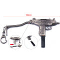 15CM Alloy Miniature UZI Model Submachine Gun Pendant High Quality Pistol Keychain Craft Pendant Fake Gun Weapon Kids Gifts Leima. 