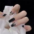 24Pcs Ballerina Long Square Nail Tips False Nails Wearable Nails Butterfly Camellia Flower Pearl Design Press on Nails. 