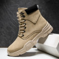 2022 Spring and Autumn Martin Boots, Men's Boots, High-top Leather Boots, British Trend, Desert Boots, Sports Platform Casual Cargo Boots. 