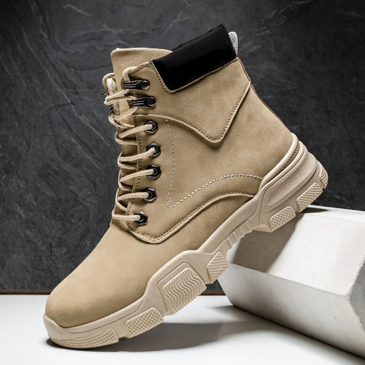 2022 Spring and Autumn Martin Boots, Men's Boots, High-top Leather Boots, British Trend, Desert Boots, Sports Platform Casual Cargo Boots