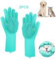 Pet Grooming Gloves for Bathing and Hair Removal, Dogs and Cats Bath Shampoo Brush, Soft and Durable Silicone Scrubber Glove for Pets Shower Like Horse, Dog and Cat.