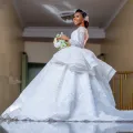 Funyue Elegant Muslim Wedding Dress Luxury Chapel Train Gorgeous Ball Gown Bride Dress Plus Size Mariage 2023 New. 