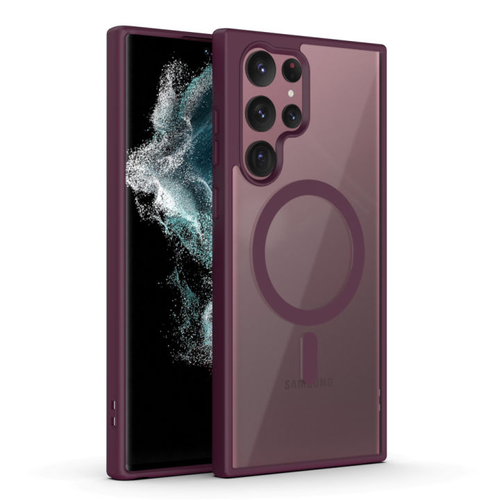 For%20Samsung%20Galaxy%20S22%20Ultra%205G%20Mobile%20Cover%20MagSafe%20Compatible%20Shockproof%20Transparent%20Slim%20Fit%20Wireless%20Charging%20supported%20Frosted%20Border%20Phone%20Back%20Case%20Mobile%20Cover%20-%20Image%203