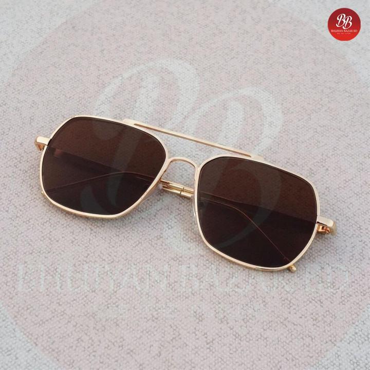 Daraz Gold Frame Square Sunglasses Luxury Golden Frame