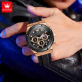 OLEVS Watch For Men Waterproof Original New Fashion Trendy Diamond Multifunction Chronograph Sport Silicone Strap Casual Calendar Luminous 9911.