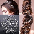【ALLGOOD】Lengthened HandmaCrystal Pearl Hair Headwear Wedding Dress BriHeadwear Hair Ornaments.