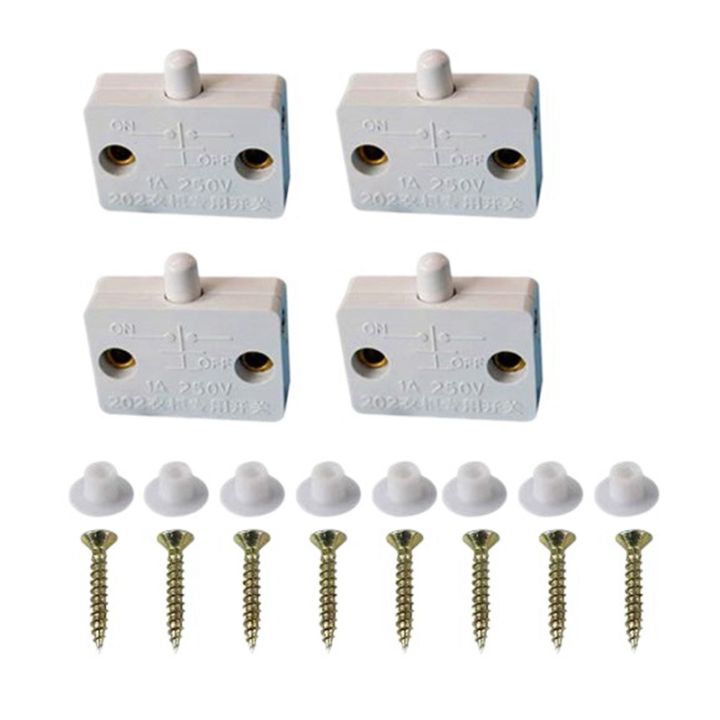 4 Pcs Cabinet Door Lamp Switch Applicable to 12V 24V 110V White