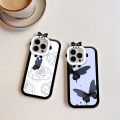 UCUC for OPPO A15 A15S Back Cover Elegantly Painted Butterfly Monster Lens Phone Case Thin Hard Drop Resistant Protective Cover for Girls.