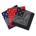 Set of 3 bandanas Paisley Man and Woman 57 x 57 cm Black + Red + navy blue.