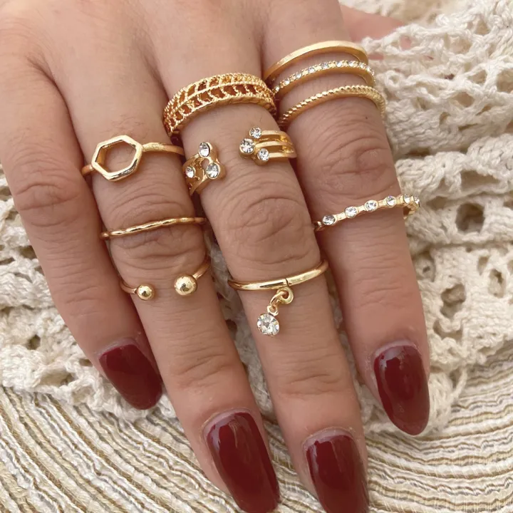 8Pcs/Set%20Exquisite%20Simple%20Crystal%20Geometric%20Ring%20Set%20Women%20Personality%20Hip-Hop%20Rock%20Finger%20Rings%20Party%20Jewelry%20Accessories%20-%20Image%203