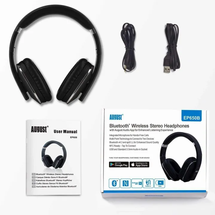 August%20EP650%20Bluetooth%20Wireless%20Headphones%20with%20Mic/Multipoint/NFC%20Over%20Ear%20Bluetooth%204.2%20Stereo%20Music%20aptX%20Headset%20for%20TV,Phone%20-%20Image%206