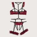 Lace Lingerie Set Women's Underwear Transparent Open Bra Panty Sets Garter Lace Black Lingerie Bra Underwear Set.