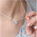 Fashion Simple Bow Necklace Women Pendant Clavicle Chain Luxury Jewelry For Wedding Party Female Gifts 1Pcs. 